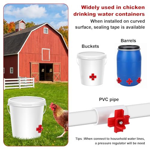 30 Sets Chicken Waterer Kit, Horizontal Leakproof Chicken Water Nipples | This 30-set automatic chicken waterer includes durable chicken water nipples, gaskets, tape, and drill bit.