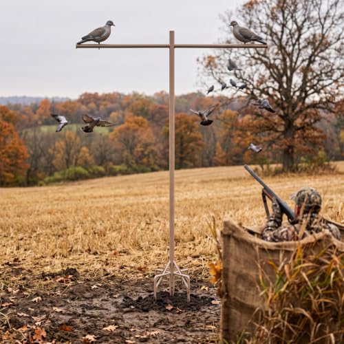 Potchen 9 ft Dove Decoy Pole with 4 Prongs Height Adjustable Outdoor Bird Feeder Stand Fall Hunting Accessories Outdoor Dove Tree Mounting Stand Works Adjustable Birdhouse Pole Hunting Gifts