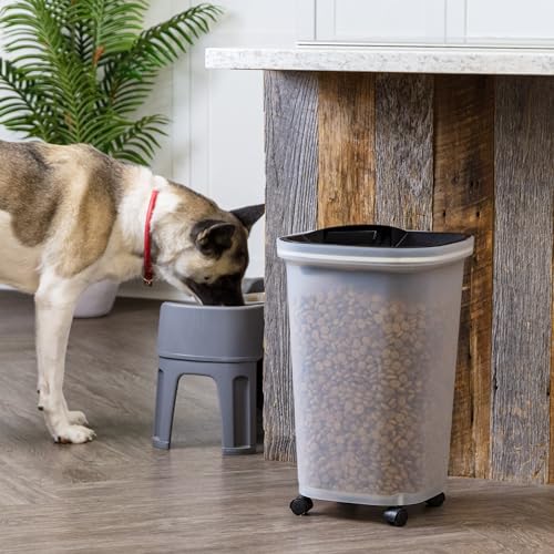 IRIS USA Dog Food Storage Container, Up to 25 lbs, Black, Made in USA | Includes 2-Cup Scoop & Wheels, Airtight Seal, BPA-Free, Bird Seed, Cat food, Chicken Feed, Treats, Keeps Kibble Fresh - color: Black, size: 25 lbs