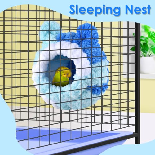 KATUMO Conure Nest, Bird Breeding Nest Parrotlet Snuggle Hut Lovebird House Bed for Conure Lovebird Canary Finch Coneshape Birds Hamster Small Pets - size: S (Blue)