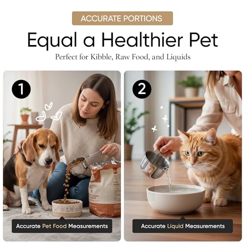 Color Up 2 Scoop (2 Cup / 480 ml) Stainless Steel Pet Food Measuring Scoop for Dogs, Cats, Rabbits & Birds – Dual Pour Spouts, Ergonomic Handle, Dishwasher Safe - size: 2 Scoop (2 Cup)