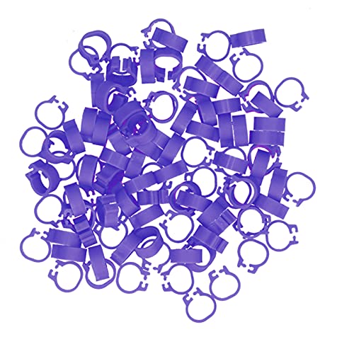 Omabeta 100PCS Reusable 8mm Pigeons Identification Leg Rings for Easy Dovecot Management and Marking, Lightweight Plastic Bands for Poultry Supplies (Purple) - color: Purple