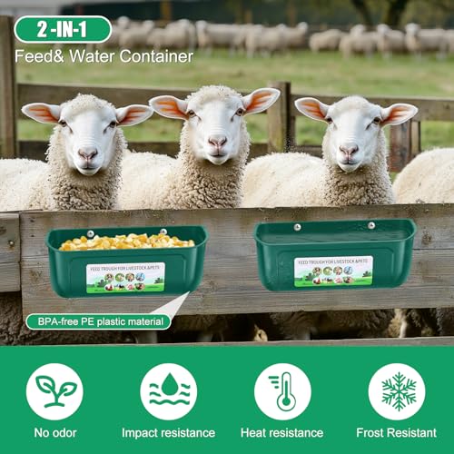 Chicken Feeder Waterer, 3 Pack Duck Feeder Supplies, Hanging Fence Feed Trough with Clips for Goat, Sheeple, Piglet, Gooses, Turkeys, Dog Livestock Poultry,Green - color: 3 pack Green