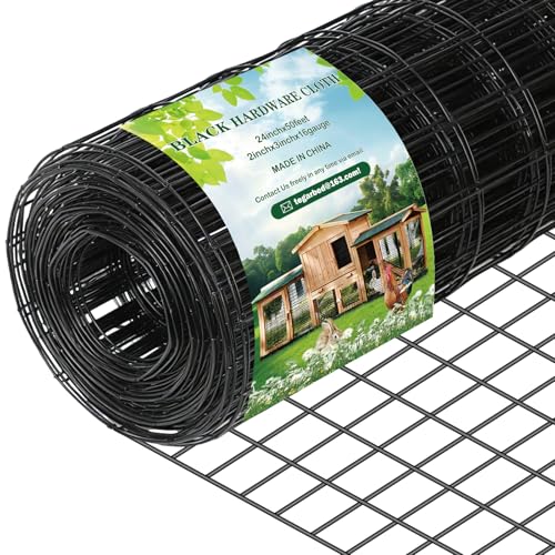 Black Hardware Cloth 2 x 3inch, 24in x 50ft 16 Gauge, PVC Coated Galvanized Steel Chicken Wire Fence Roll Garden Plant Welded Metal Wire Fencing Roll, Rabbit Cages Snake Fence,Black - size: 2x3 inch 24in x 50ft
