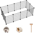 C&AHOME Pet Playpen, Small Animals Supplies, 12 Panels, 12" × 15" Black | Exercise Playpens Cage, C Grids Portable Yard Fence Indoor, Guinea Pigs, Puppy Pet Products, DIY Metal - color: Black, style: 12 Panels