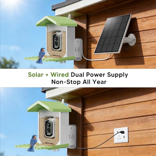 Billber Smart Bird Feeder with Camera - Solar Powered & Night Vision, 2K HD Real-Time View & Instant Alerts, Waterproof Outdoor Hummingbird Feeder, for Bird Watching Enthusiasts