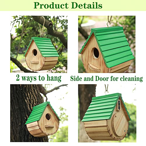 STARSWR Bird House,Outdoor Birdhouse, Wooden Bird Houses for Outside Clearance Bluebird Finch Cardinals Hanging Birdhouse Garden Viewing