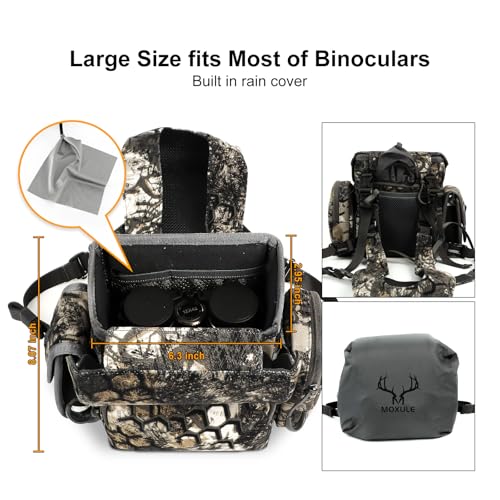Binocular Harness Chest Pack: Bino Case with Rangefinder Pouch | Silent magnetic lid, one-handed access, removable pouches, rain cover, MOLLE webbing for Hunting Hiking Bird Watching - color: Camo, size: Large