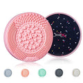 Jessup Silicone Makeup Brush Cleaner Mat with Color Removal Sponge A005 | Durable Silicone Design, Wet & Dry Cleaning, Gently Removes Powder, Preserves Brush Shape, Portable for Travel and Daily Use - color: Sachet Pink