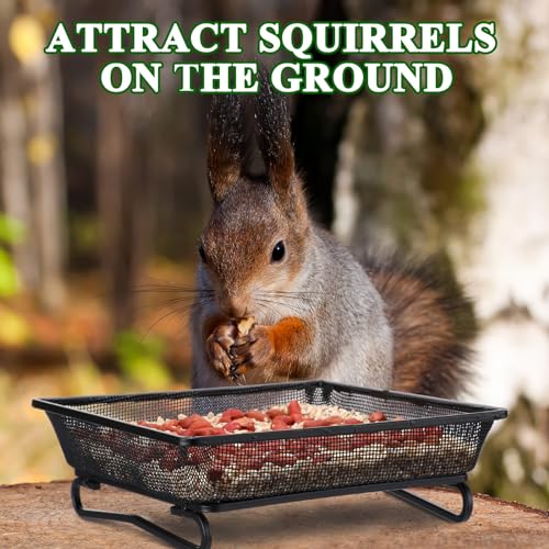 Nuogo 4 Pcs Ground Bird Feeder Tray 7 Inches Platform Bird Feeder for Outside Metal Squirrel Feeders Rust Resistant Mesh Seed Tray Garden Yard Decoration for Outdoor Wild Dove(Square) - style: Square