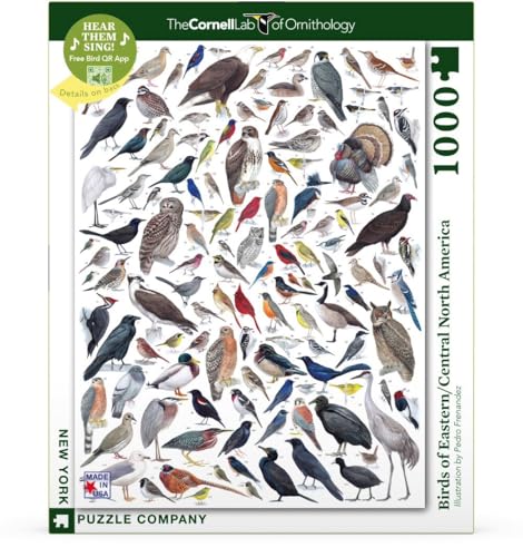 New York Puzzle Company - Cornell Lab Birds of Eastern/Central North America - 1000 Piece Jigsaw Puzzle for Family Game Nights by Pedro Fernandes - color: Birds of Eastern/Central North America 1000 Piece