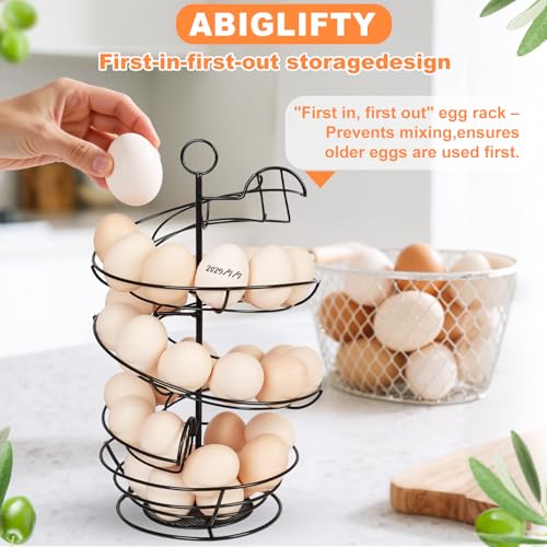 Abiglifty Spiral Metal Egg Holder Countertop, Fresh Egg Holder Countertop,Egg Storage for Countertop, Spiral Egg Storage Display Rack for Kitchen,Farmhouse