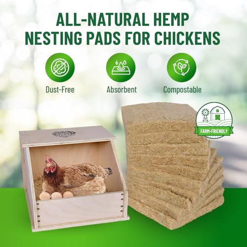 Small Pet Select Hemp Nesting Pads, Chicken Coop & Boxes, 10-Pack | Extra Thick, Eco-Friendly, Absorbent, Odor Control, Fits Most Nesting Boxes, For Laying Hens & Flocks