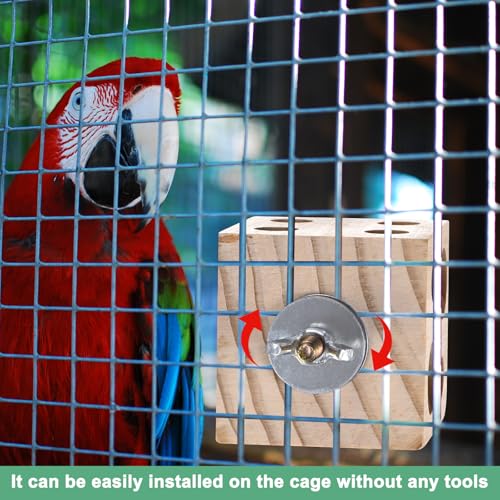 M METERXITY Bird Chew Play Thing, 2.12x2.12x7.87 in Pine Wood Parrot Bird Perch Stand Teeth Chew Bite Games for Parrots/Cockatiels/Parakeets - size: 2.12x2.12x7.87 in