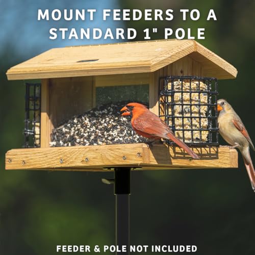 Birds Choice Mounting Flange for 1in Bird Feeder Pole | 3in Steel Disc | 1.0625in Center Opening, includes Thumbscrew and Screws for Secure Post or Deck Mounting