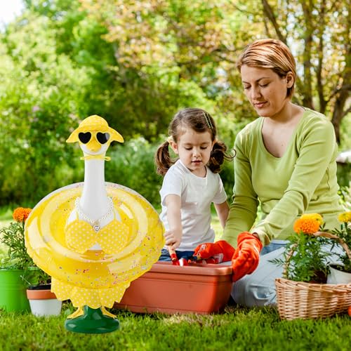 Hawaiian Goose Outfit Summer Porch Goose Outfits Bikini Clothes for 23" 17" Cement Plastic Goose Cute Duck Costume for Outdoor Garden Yard Decor(6PCS) - style: Hawaiian