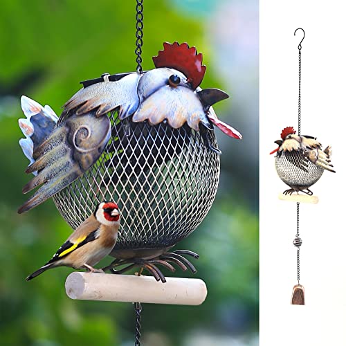 Solar Bird Feeder,Squirrel-Proof Bird Feeders for Outside,Cute Animal Shaped (Rooster Shaped) - style: Rooster Shaped