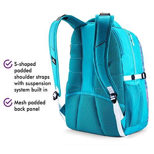 High Sierra Swerve Laptop Backpack, Sequin Facets/Bluebird/White, One Size - color: Sequin Facets/Bluebird/White