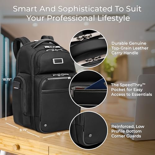 Briggs & Riley Large Cargo Backpack for Women & Men - Laptop Backpack, For Work & Travel, Spacious & Durable, Padded Straps, Fits up to 17" Laptop - @work Collection, Black - color: Black, size: Large Cargo Backpack