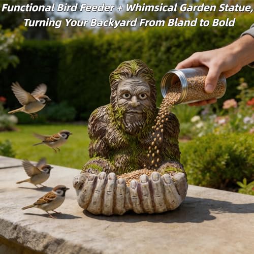 2026 New Extra Large Bigger Bigfoot Bird Feeder for Outdoors - Hand-Painted Garden Sculpture & Wild Bird Feeder, Large Capacity with Hidden Hook, Unique Gift for Bird Loverse