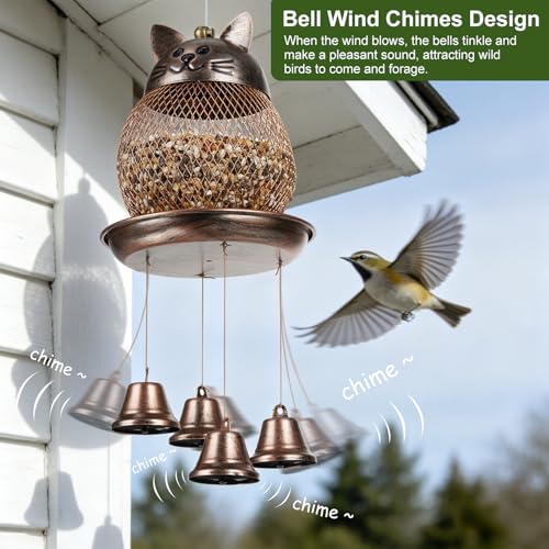 LBTING Wild Bird Feeder, Wind Chimes, Cute Cat-Shaped Style | Metal, Decoration, For Hanging Outdoor Garden Yard - style: Cat-Shaped Wind Chimes