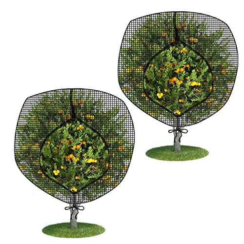 FONUNO Fruit Tree Netting with Zipper Birds Netting for Fruit Trees, Black | Netting Covers with Zipper to Protect from Squirrels and Birds Large Netting for Fruit Trees Protection, 8' x 8', 2 Pack - color: Black, size: 8 x 8 feet - 2 Pack
