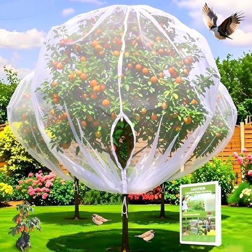 2 Pack 12x16Ft Extra Large Drawstring & Zipper Fruit Tree Netting Cover - Reusable Bird Netting for Blueberry Bushes, Anti-Cicada/Deer/Squirrel Large Plant Protection Net - size: 12x16Ft