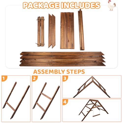 Large Chicken Perch with 2 Swings, Wood Roost Stand for 10-12 Chickens, Multi-Level Chicken Roosting Bars, Easy to Assemble Backyard Chicken Coop Accessories
