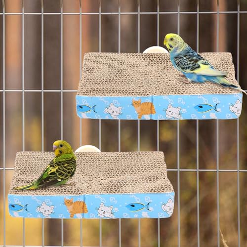 COMNICO 2 PCS Bird Chew Toy Parrot Cage Perch Cardboard Platform Size M | Bird Paw Grinding Stand, for Cage Birds, Resting Platform Stand, Parrot Playground, Exercise Toys, Parakeets - size: M