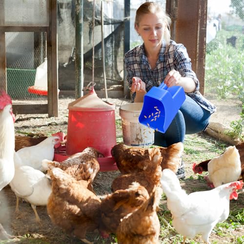6 Pcs Plastic Feed Scoop Enclosed Feed Scoop with Measure Marks Heavy Duty Durable Stackable for Horse Goat Ranchers Livestock Homesteaders Feeding Supplies (Blue) - color: Blue