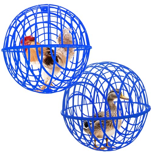 15.7" Ball-Shaped Movable Chicken Coop,Pigeon Rabbit Duck Safe Walking Net,Preventing Trampled by Horse,Predation by Eagles,Dog Bites.Pet Removable Prevent Harassment Safety Hutch(2 Pack) - color: Blue(2 Pack)