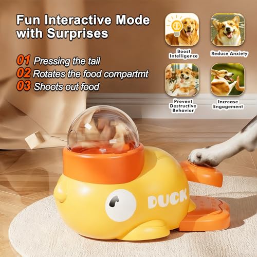Duck Dog Slow Feeder Puzzle Toy, 3 Adjustable Openings, Treat Dispenser | Fits different kibble sizes with 3 adjustable openings to encourage slower eating, mental stimulation, and interactive play