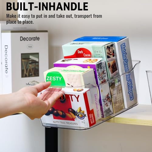 12 PACK Multi-Use Clear Plastic Storage Bins for Organizing w/Labels - Home, Kitchen, Pantry, Bathroom, Office, Cabinet Shelf Organizer Bins - SOHO Collection, RV, Fridge Organization Containers - L - size: Large