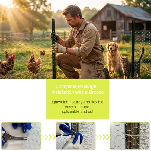 Chicken Wire for Floral Arrangements, Garden Wire Fencing 15.7 x 84 Inch | 24 Rifny Wire Roll 0.6 Inch Mesh, Hexagonal PVC Coated, Metal Poultry Wire Netting for Craft, Plants Rabbit Barrier, Green - size: 15.7" x 84"-0.6 Inch Mesh
