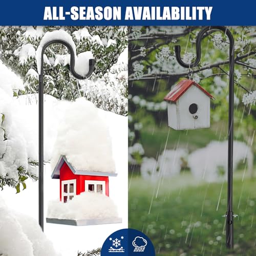 Bird Feeder Pole, 108" Shepherds Hooks for Outdoor with Anchor Base for Hanging Plants, 4/5 Inch Diameter Metal Shepherd Hook Hanger Stick for Hanging Bird Feeders, Wind Chimes