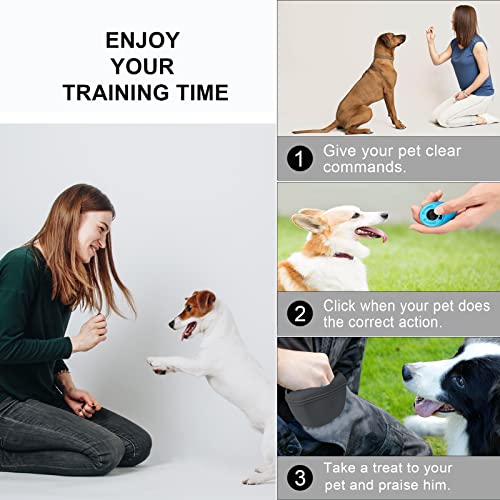 Left&Right Dog Clicker Training Kit,Silicone Dog Training Treat Pouch and Dog Clickers,Dog Treat Bag with Clicker Training for Dogs,Pet Treat Bag with Magnetic Buckle Closing and Waist Clip,Dark Grey - color: Dark Gray