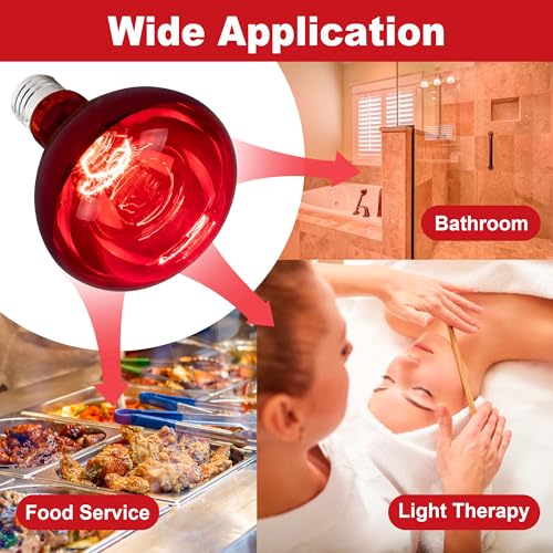 250 Watt Heat Lamp Bulbs for Chicks, R40 Heat Lamp for Chickens, Infrared Heat Bulbs for Brooder Heater, 250W Incandescent Heat for Pet, Bathroom, Food (2 Pack)