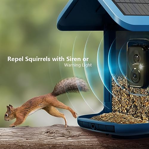 Bird Feeder with Camera Solar Powered : Smart Camera Bird Feeder 2K Live Feed Cam for Outdoor Backyard - Ai Identify Auto Capture Videos Pictures, Gifts for Birdlover Mom Dad, 2.4GHz WiFi - color: Blue