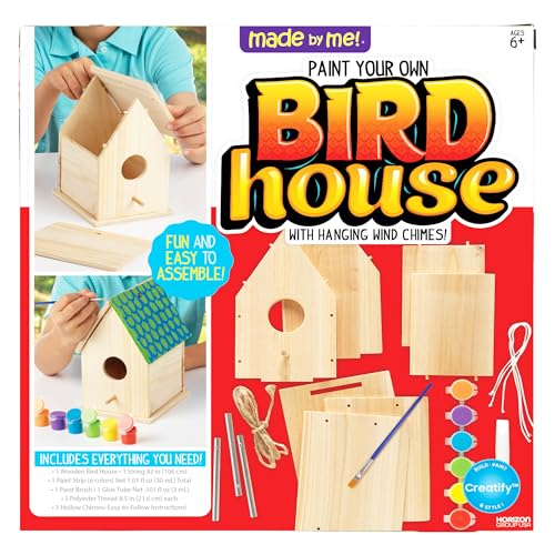 Made By Me Build & Paint Your Own Wooden Toys, DIY Wood Craft Kit, Easy to Assemble, Birdhouse - style: Bird House