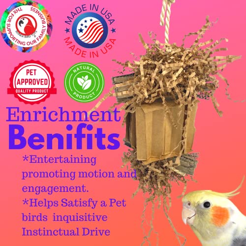 Bonka Bird Toys 3857 Medium Shreddy Eddy Foraging Shred Small Medium Bird Toy Cardboard Waffle Crinkly Paper Conures Parakeets African Greys and Other Similar Birds - color: Medium Shreddy Eddy