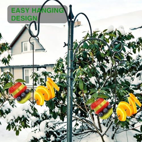 Oriole Bird Feeder Hanging Orange Fruit Bird Feeder with Hook, Black Metal Fruit Holder for Outdoors Garden Patio
