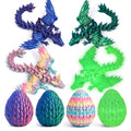 4 Pack 3D Printed Dragon Egg - Small Scale Egg with Winged Dragon Inside, Surprise 3D Printed Gift Toy, Desk Executive Pet, Figurine Decor（Purple Green Rainbow Glow - color: Purple+green Blue+candy Rainbow+glow Green