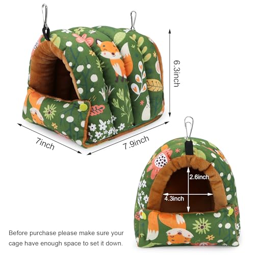 Wontee Bird Nest House Winter Warm Snuggle Hut Bird Bed Hanging Hammock for Parrots Budgies Parakeets Caique Senegal Cockatiels Conures (Medium, Green) - color: Green, size: Medium