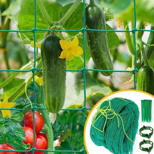 Garden Trellis Netting for Climbing Plants Outdoor, 6.6x26.2 FT Plant Netting for Cucumber, Tomato, 27 Strands Trellis Net with 4x4 Inch Mesh as Vegetable Netting for Grape, Bean - size: 6.6x26.2 FT