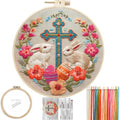 FONNUY Easter Rabbit Floral Cross Embroidery Kit, Easter Egg Happy Rabbits Bunny Stamped Pattern Kits for Audlt Beginners, Hand Works Crafts, 8 x 8'' (Happy Bunny 01) - color: Happy Bunny 01