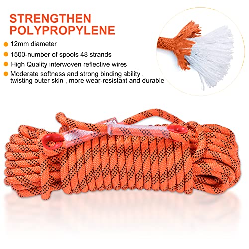 Climbing Rope, Rappelling Rope - color: Orange, size: 100FT