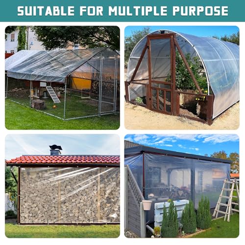 Plastic Tarps Heavy Duty Waterproof - 6x10 Clear Tarp with Grommets for Patio Greenhouse Tarpaulin for Outside Chicken Coop Porch Gazebo Plant Garden Lonas - size: 6x10FT