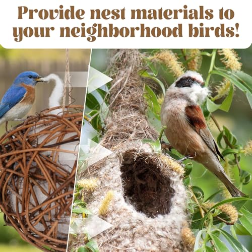 Bird Nesting Material, Hummingbird Nesters Natural Nesting Material Holder for Wild Birds, Gifts for Bird Lovers (3 Balls)