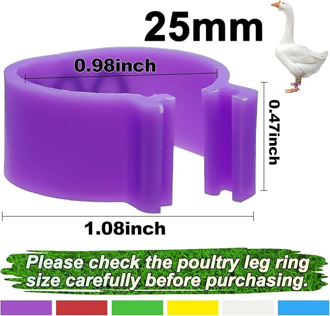 100 Pcs Numbered Chicken Leg Bands, Multi-Color for Poultry | Numbered 1-100 in 10 colors. Fits chickens, ducks, quails, pigeons, birds. Snap-on plastic ID bands for easy identification.