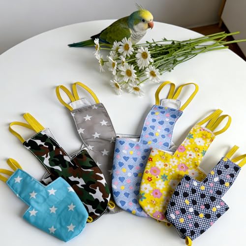 Bird Flight Harness Vest, Snap-Fastener Design Harness Vast, Bird Flying Clothes with Rope and Handle for Parakeets Cockatiels Conures Budgies（Blue Star - Vest + Traction M - color: Blue Star, size: M